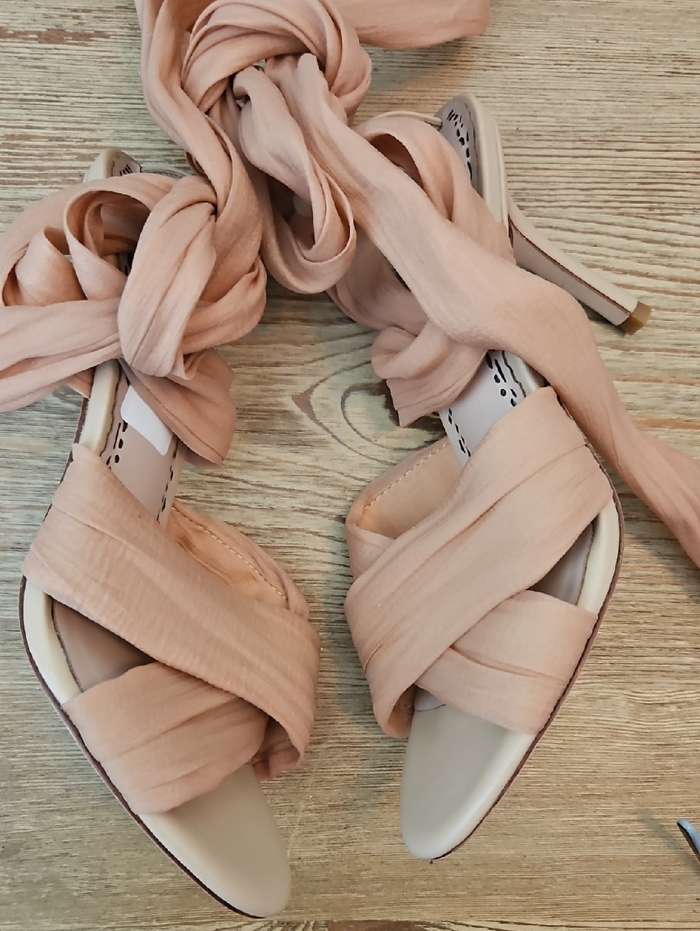 Muse By Marchesa Ribbon Ankle Tie Strap Heels